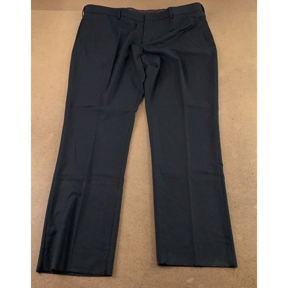 Fabian Couture Men's 46 X 33 Raw Hem Black Ultra Fit Flat Front Dress Pants NWT